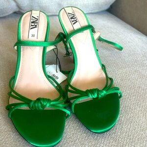 Zara Green Strappy Heels